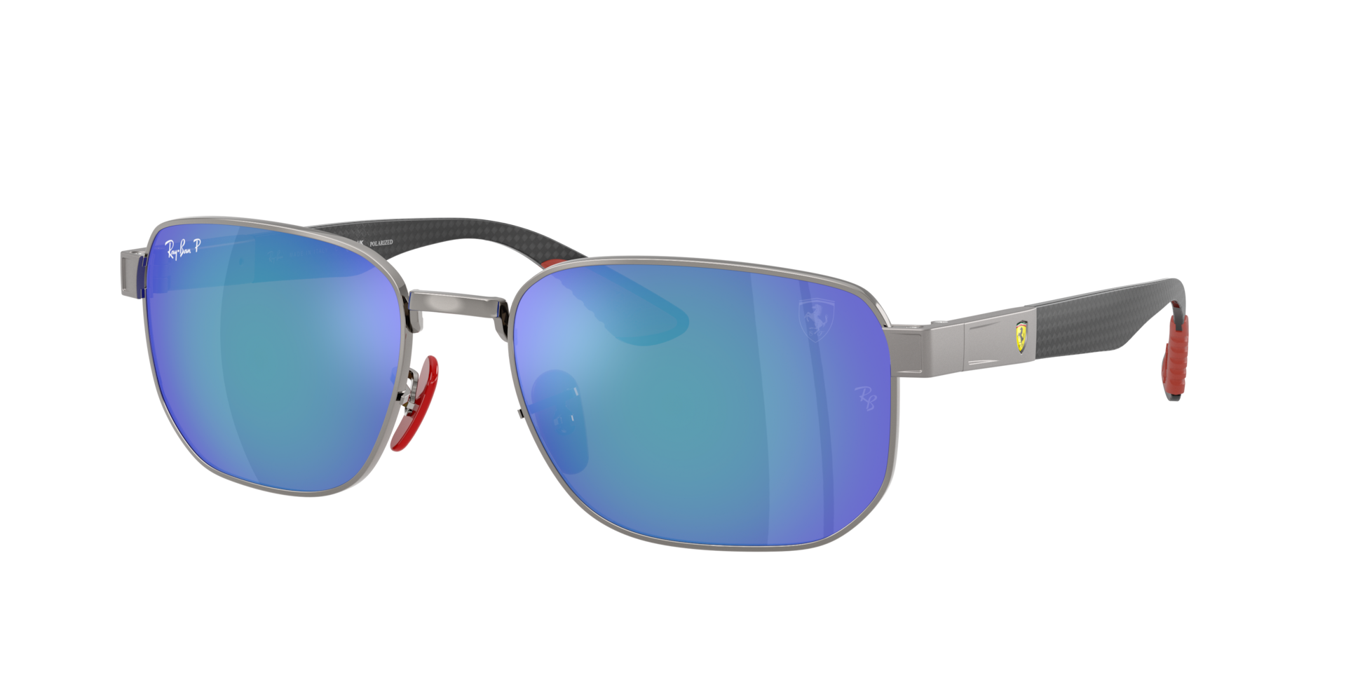 Ray-Ban Unisex Sunglass RB8329M Scuderia Ferarri Collection Polarized+ Lenses - Rahmenfarbe: Gunmetal, Linsenfarbe: Polarized Grey Mirror Blue