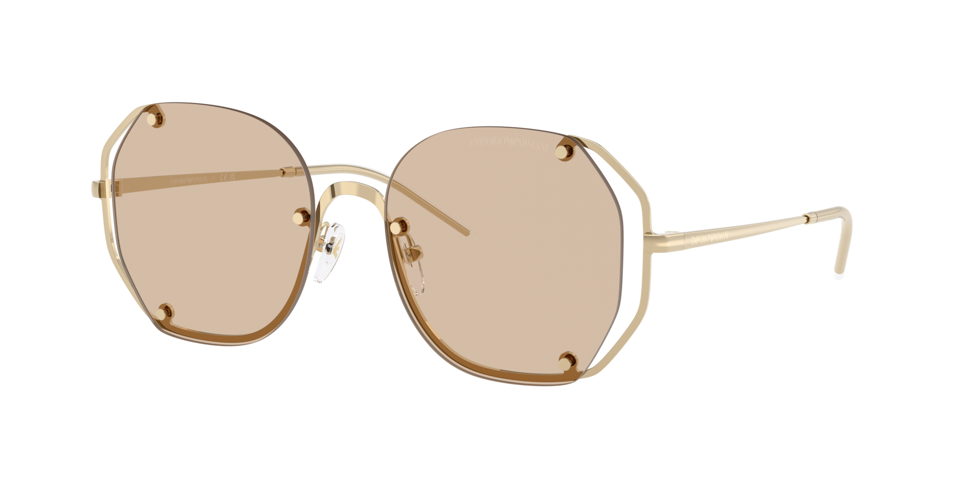 Emporio Armani Femme Sunglass EA2168 - Couleur du Monture: Or pâle brillant, Couleur de Lentille: Marron clair