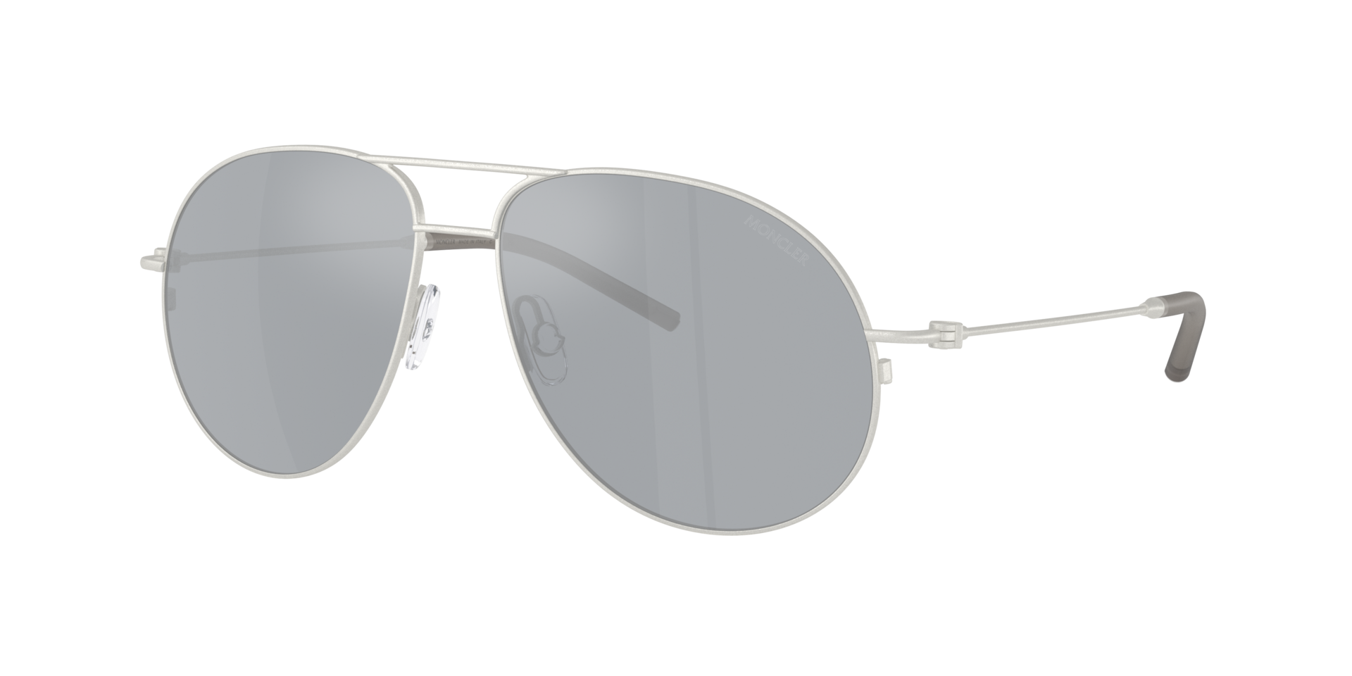Moncler Unisex Sunglass ME4002 Flyze Frame color Matte Silver Lens color Blue Mirror Silver