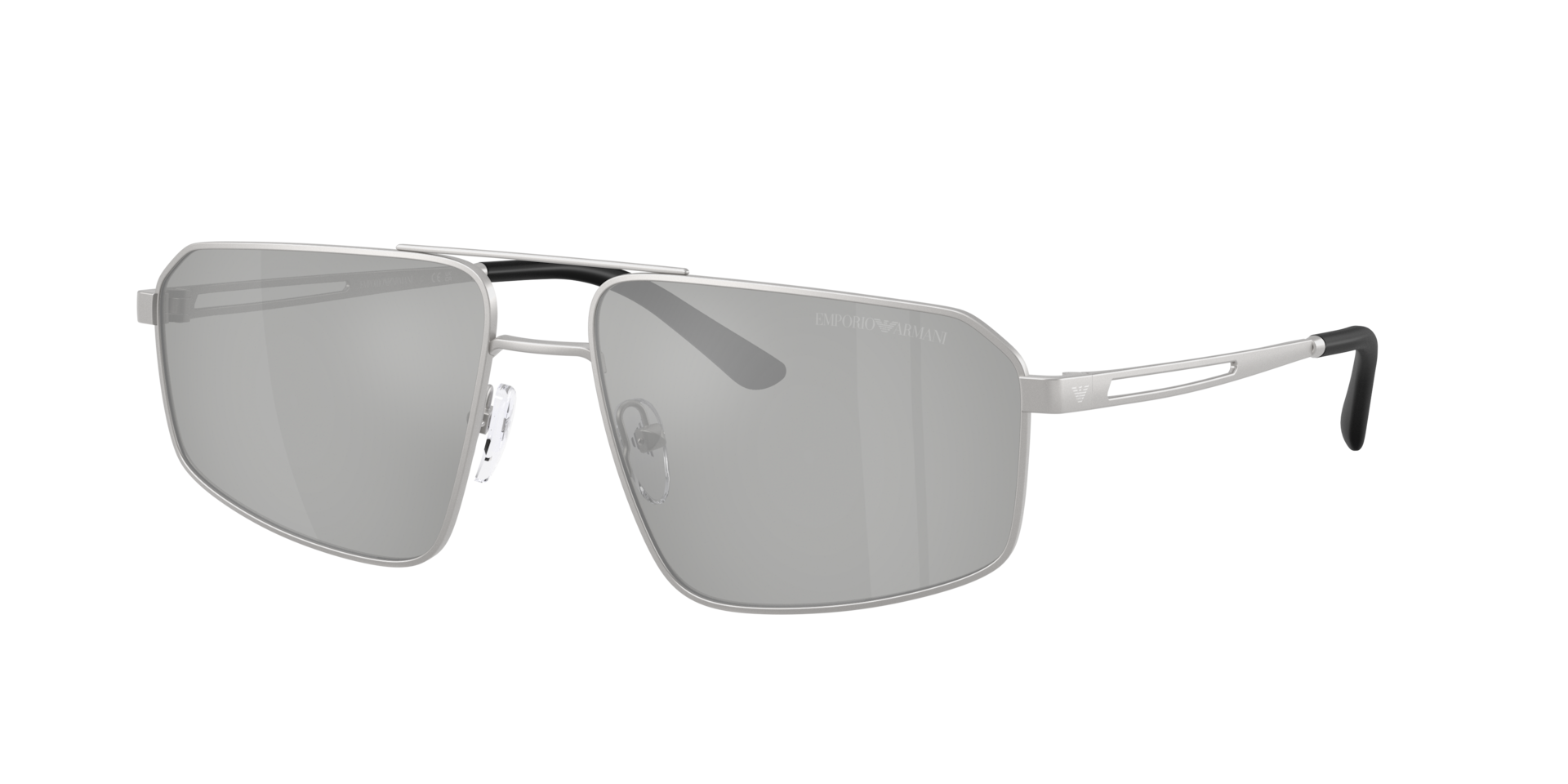 Emporio Armani Man Sunglass EA2173 -  Frame color: Matte Silver, Lens color: Clear Mirror Silver