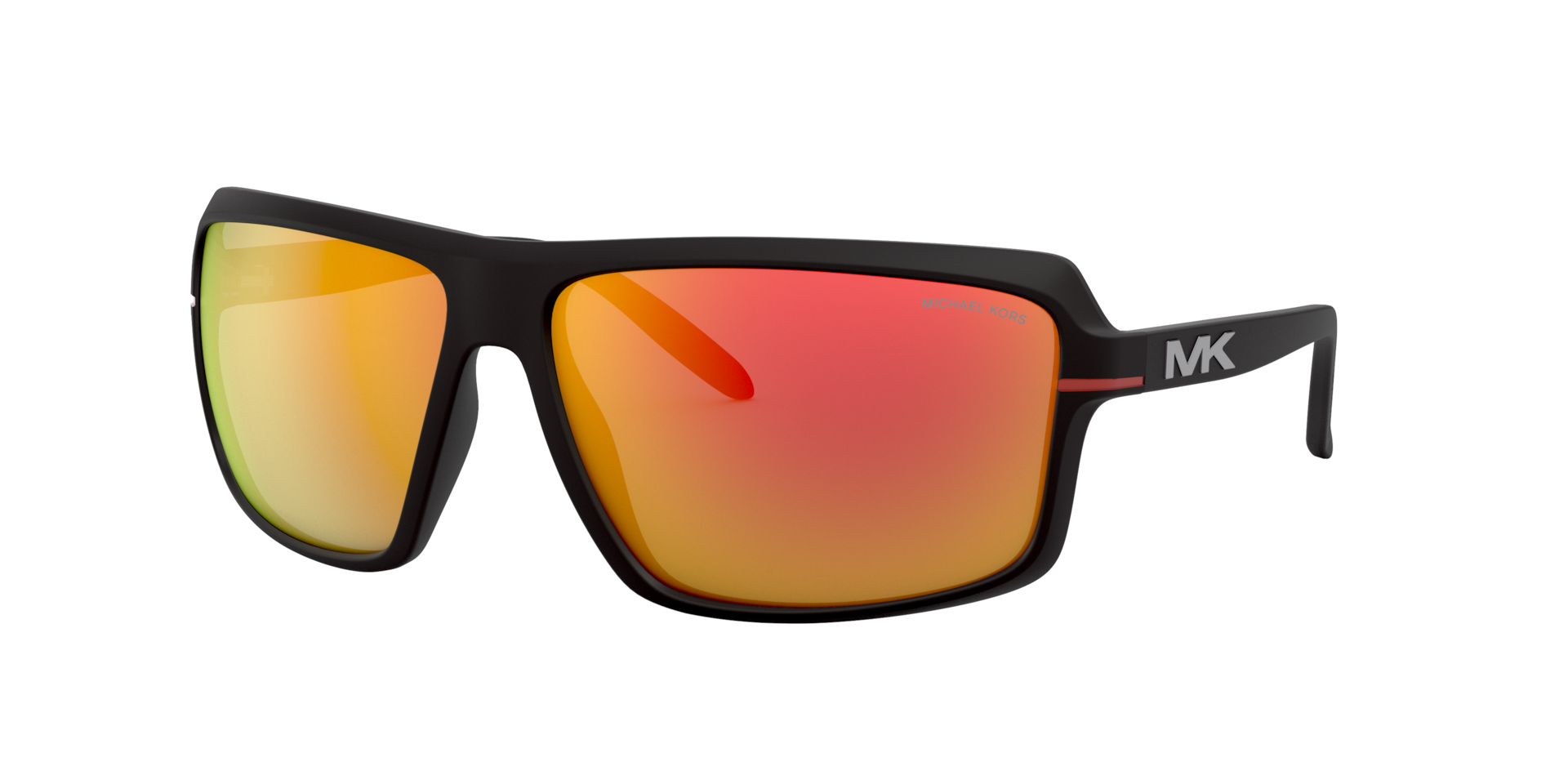 Michael Kors Homme Sunglass Carson - Couleur du Monture Noir mat Couleur de Lentille Rouge effet miroir 93 €