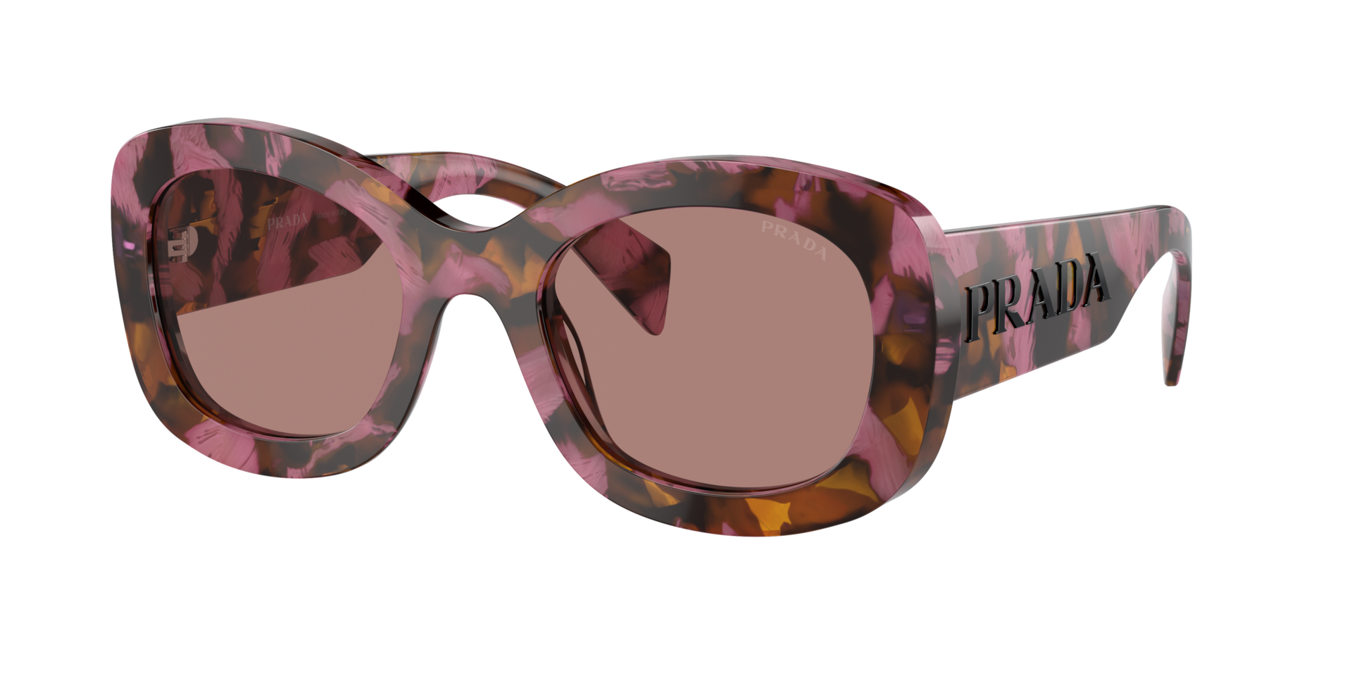 Prada Woman Sunglass PR A13S -  Frame color: Tortoise Cognac Begonia, Lens color: Light Brown