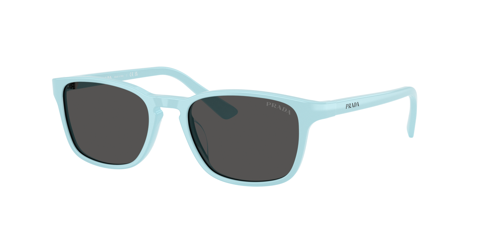 Prada Mann Sunglass PR D13SU - Rahmenfarbe: Himmelblau, Linsenfarbe: Dunkelgrau