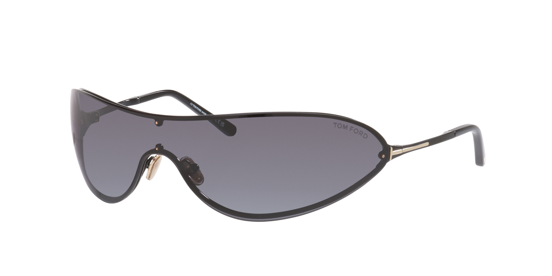 Tom Ford Unisex Sunglass Brady-02 - Rahmenfarbe: Glänzendes Schwarz, Linsenfarbe: Grau