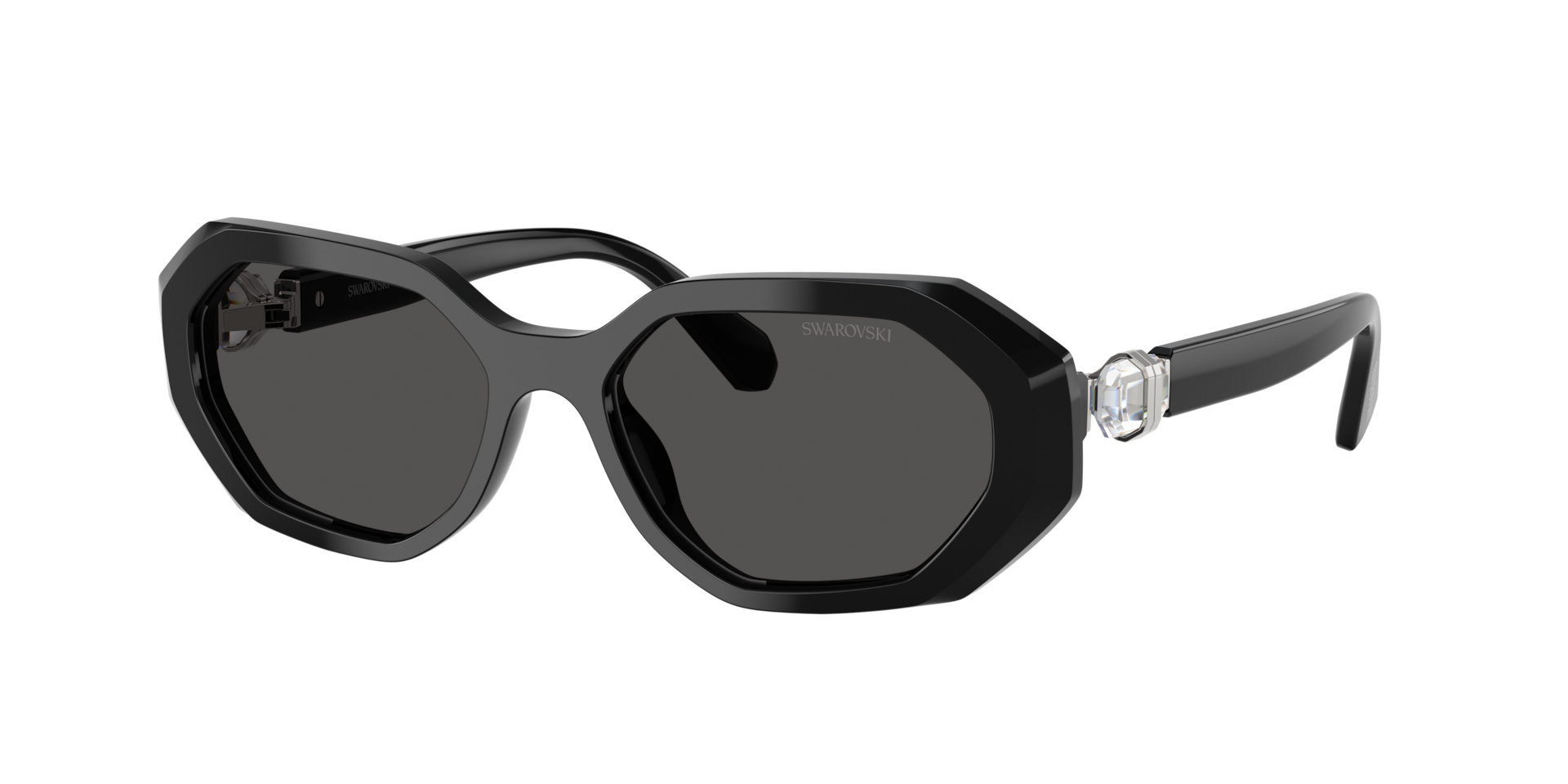Swarovski Femme Sunglass SK6028 - Couleur du Monture: Noir, Couleur de Lentille: Gris foncé