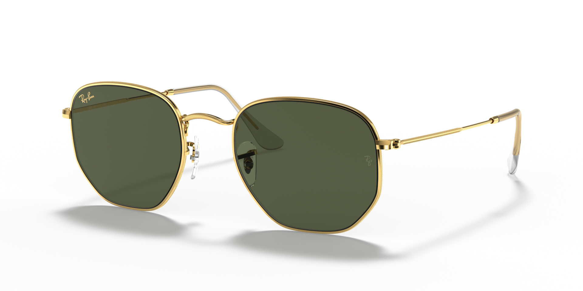 Ray-Ban サングラス RB3548 Ray-Ban Hexagonal M (51 - 21) with Green lenses and Gold frame