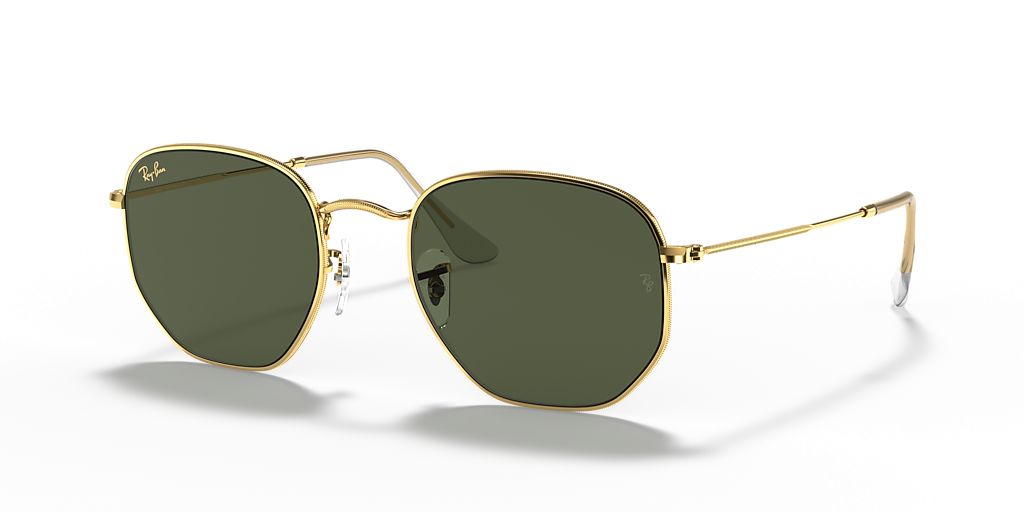 Ray-Ban Hexagonal M (51 - 21) with Green lenses and Gold frame