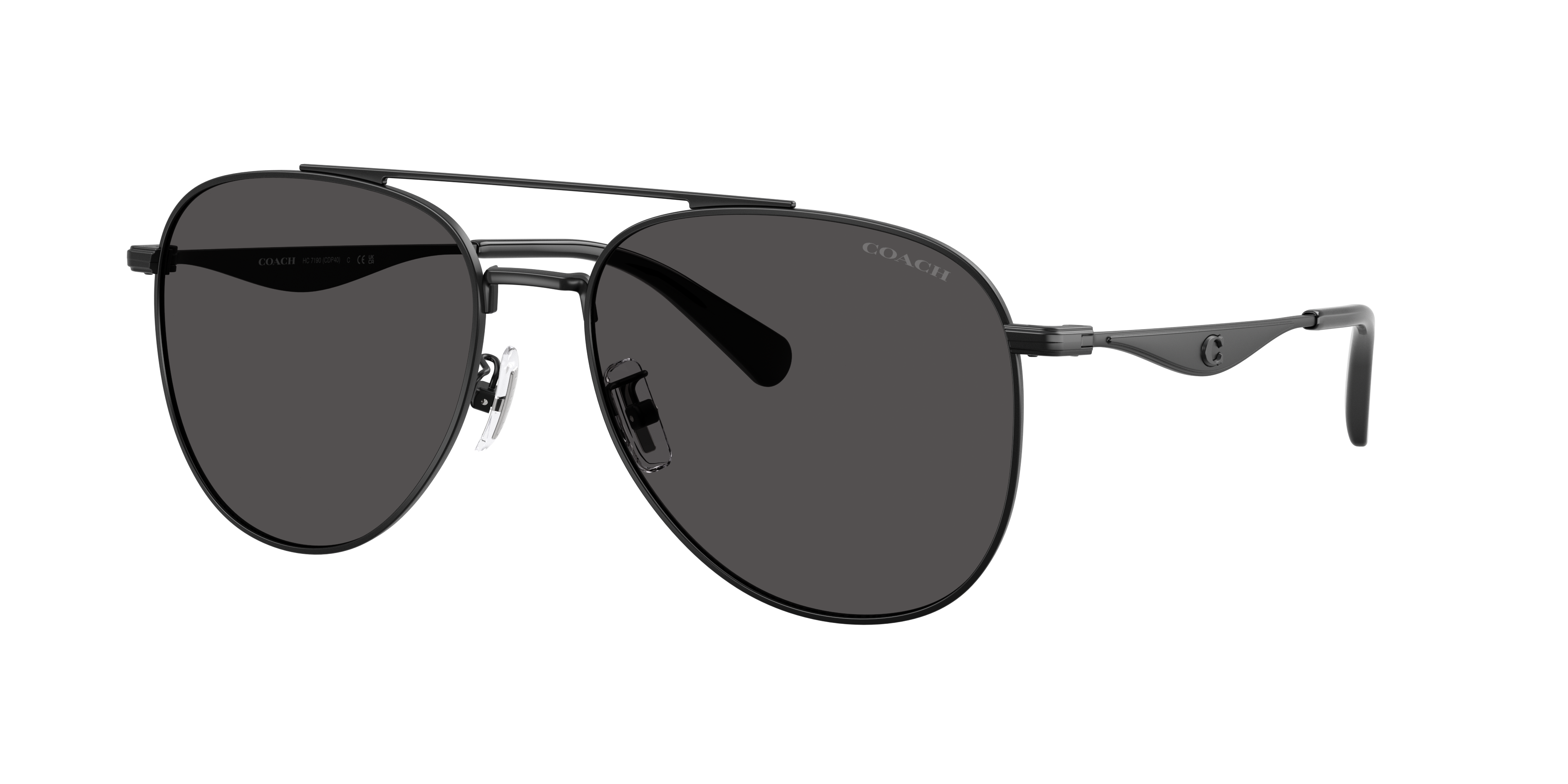 Coach Man Sunglass CDP40 -  Frame color: Satin Black, Lens color: Grey Solid