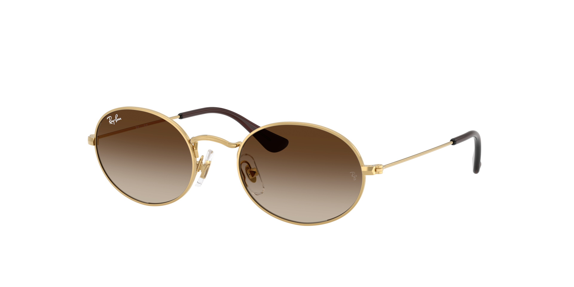 Ray-Ban Unisex Sunglass OVAL KIDS - Rahmenfarbe: Arista, Linsenfarbe: Hellbraun Verlauf Dunkelbraun