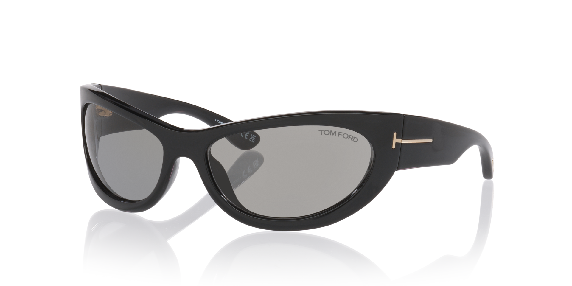 Tom Ford Black Cat-Eye Sunglasses with Gray Lenses Tom Ford Athena Sunglasses FT1190 01A Shiny Black - eye-oo.com main image 3