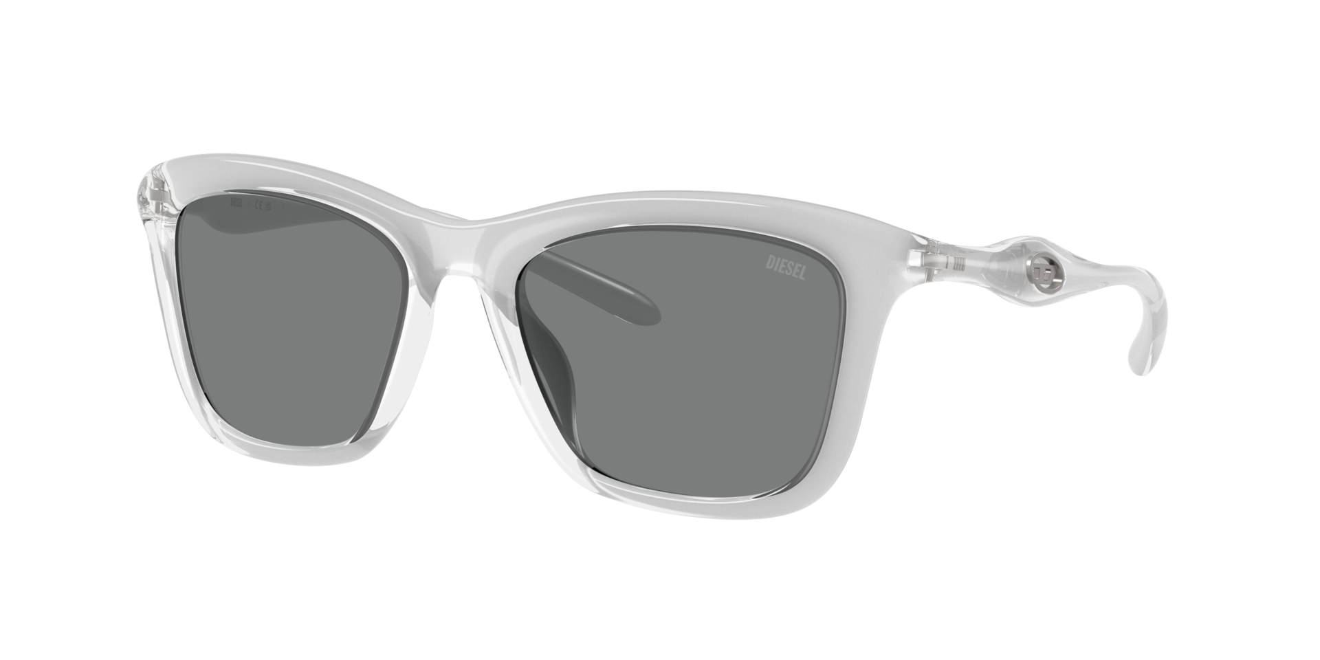 Diesel Unisex Sunglass DL3008U -  Frame color: Crystal, Lens color: Dark Grey Mirror