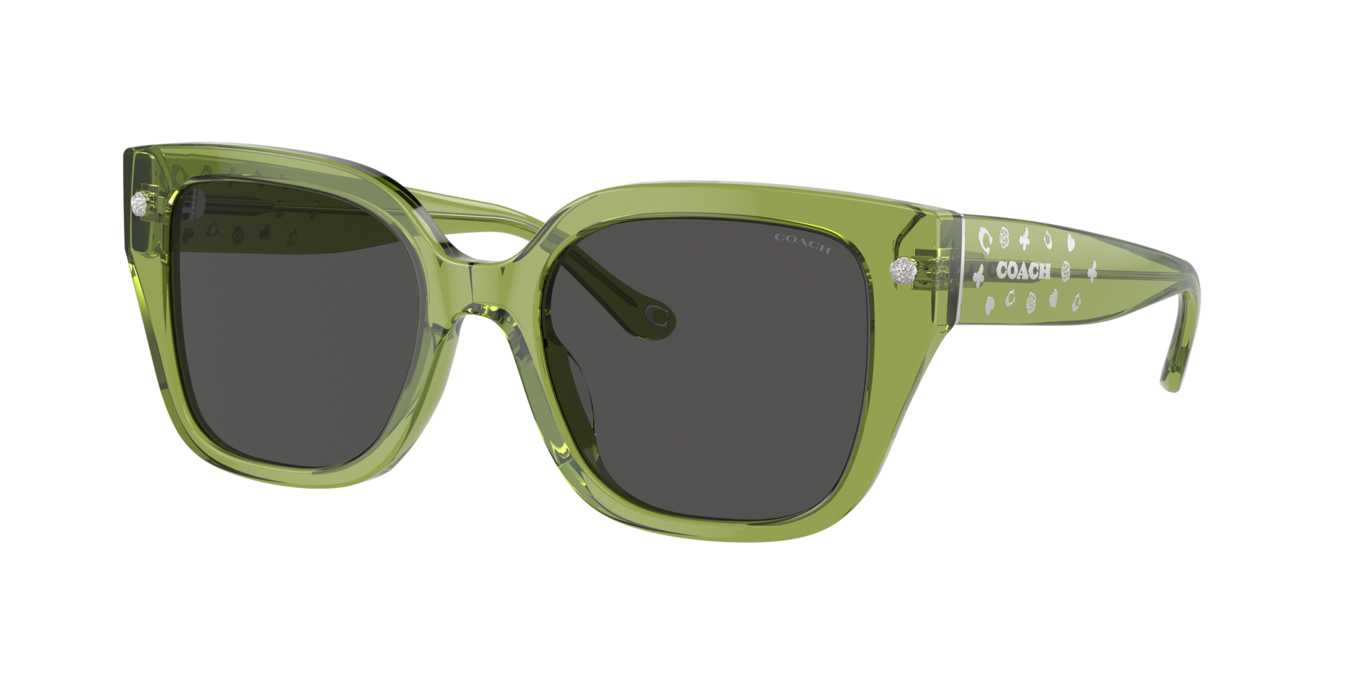 Coach Frau Sunglass CR611 - Rahmenfarbe: Transparent Key Lime, Linsenfarbe: Grau einfarbig