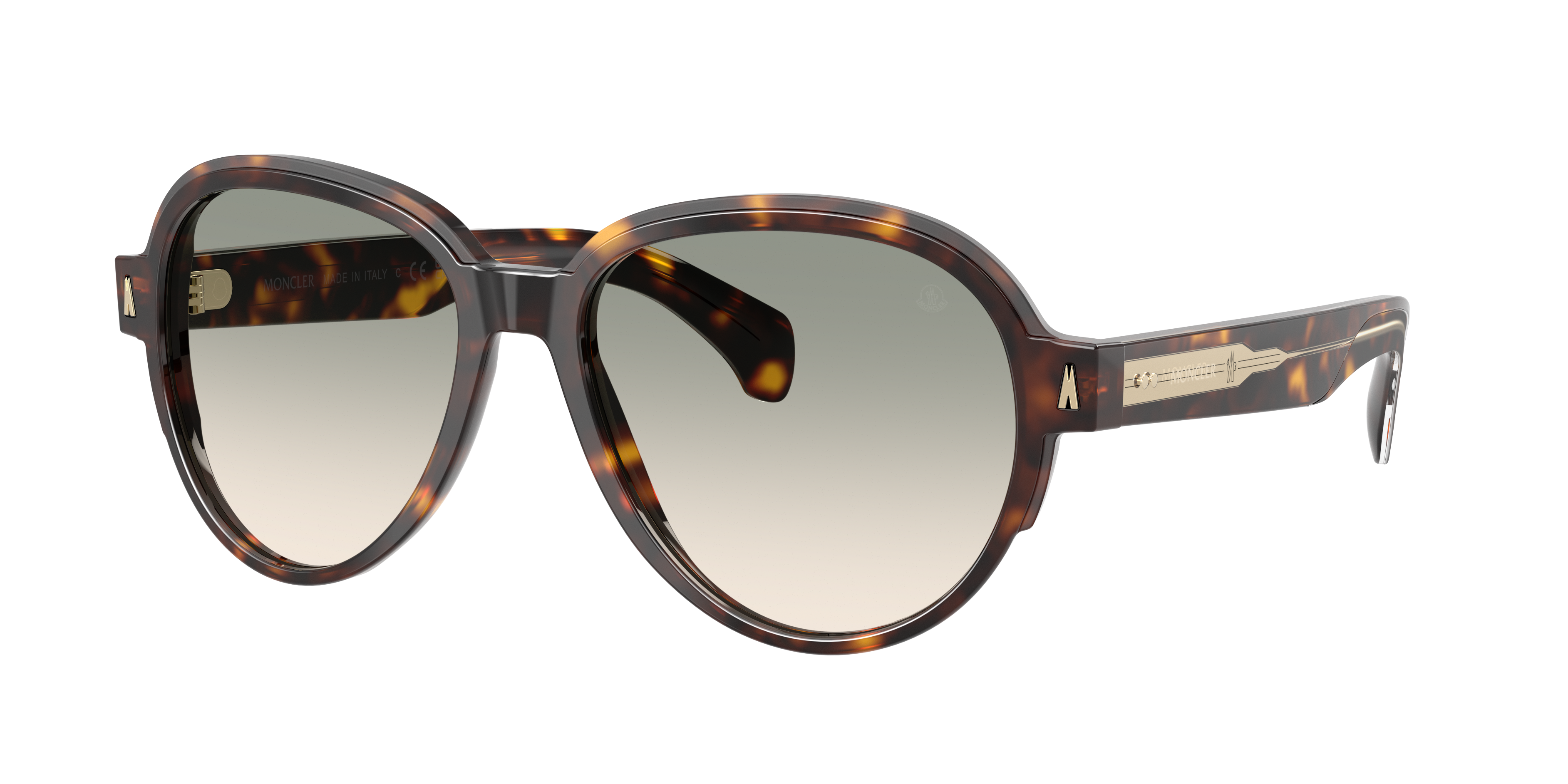 Moncler Unisex Sunglass ME6005 Swanspan -  Frame color: Brown Tortoise, Lens color: Light Brown Gradient Light Green