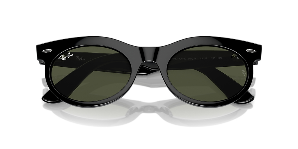 Ray-Ban Wayfarer Oval L (53 - 22) with Green lenses and Black