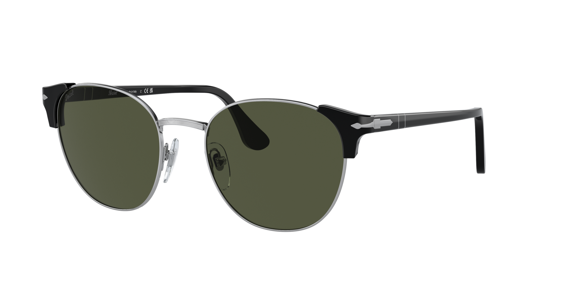 Persol Unisex Sunglass PO3280S - Couleur du Monture Noir Argent Couleur de Lentille Vert 130 €