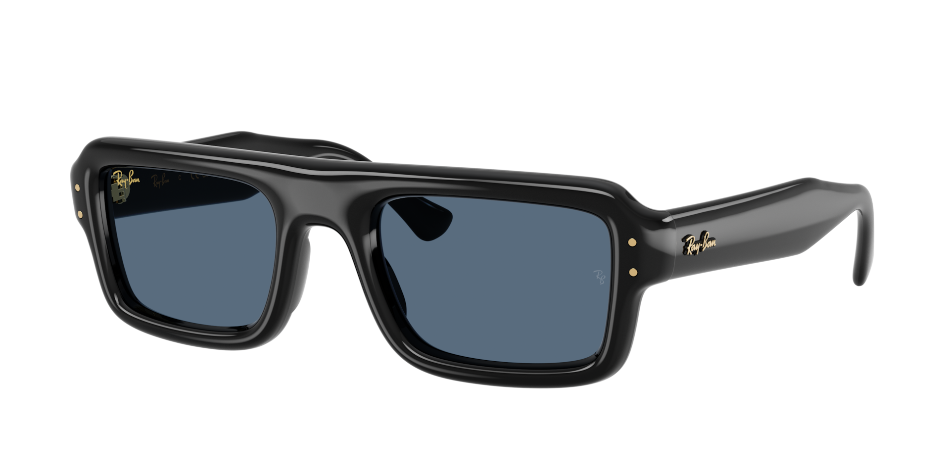Ray-Ban Unisex Sunglass Flacko Puffer -  Frame color: Black, Lens color: Dark Blue