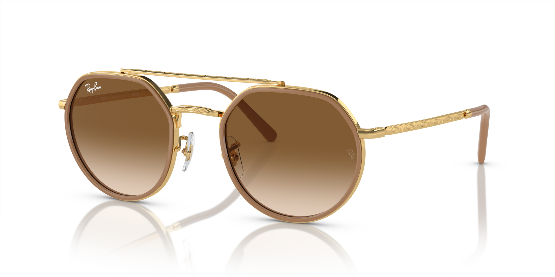 Ray-Ban RB3765 L (53 - 22) with Brown lenses and Gold frame