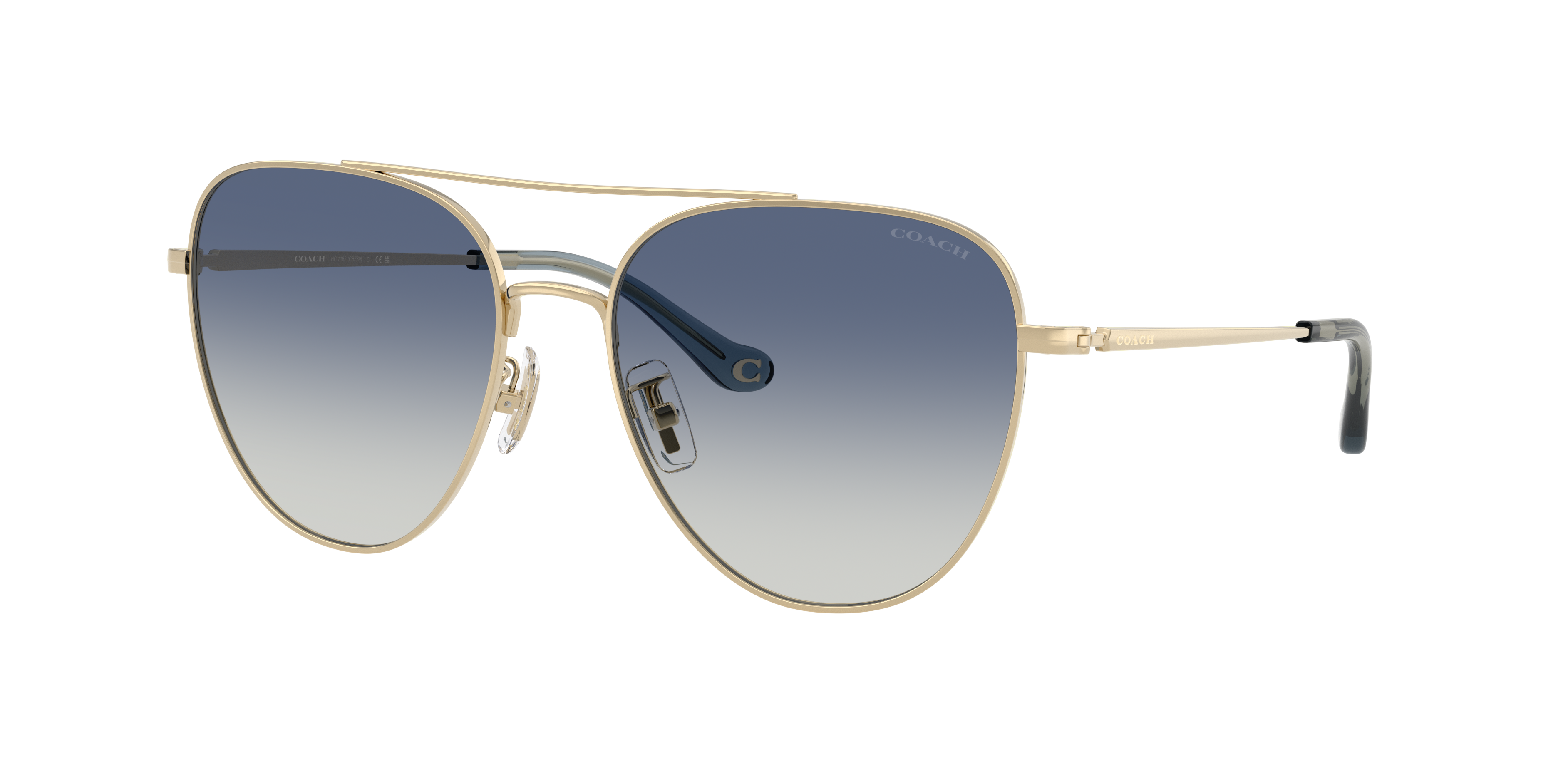 Coach Woman Sunglass CBZ89 -  Frame color: Shiny Light Gold, Lens color: Blue Gradient