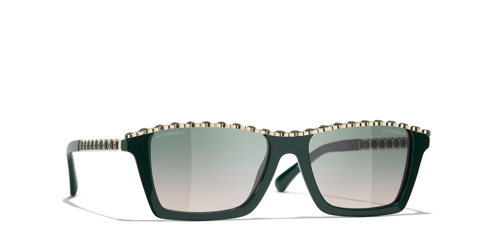 Chanel Woman Sunglass Rectangle Sunglasses CH5548Q -  Frame color: Green Vendome, Lens color: Green