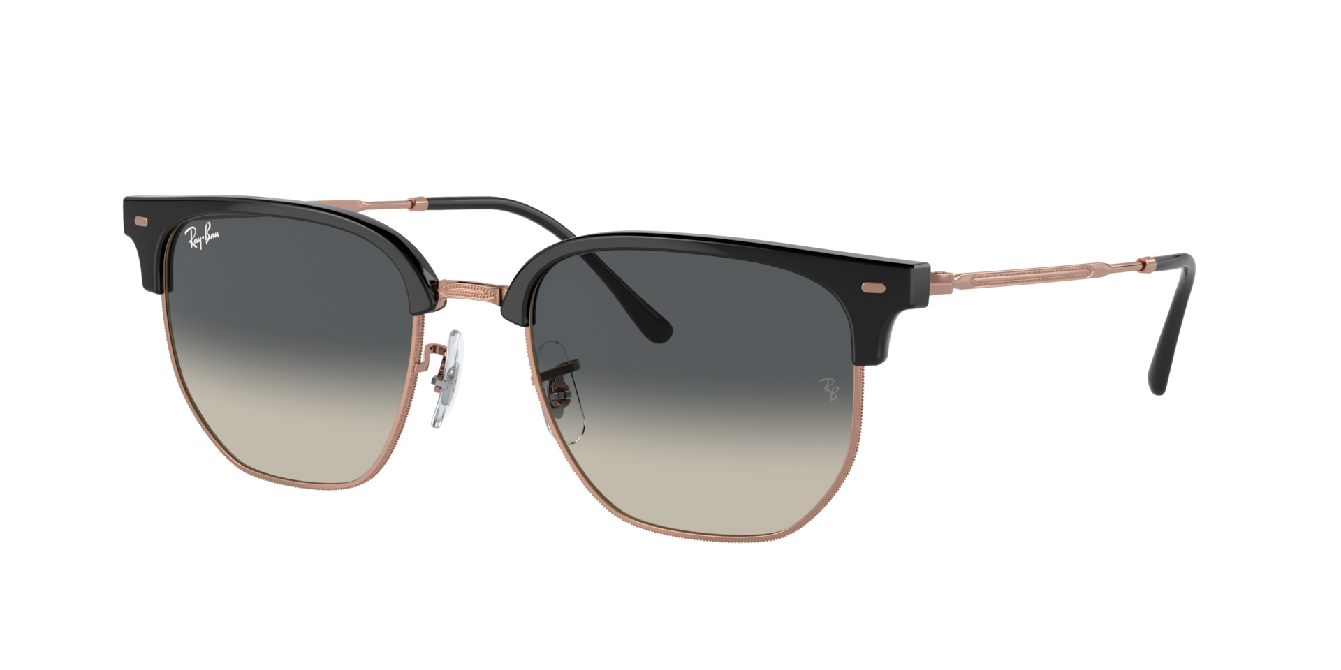 Ray-Ban Unisex Sunglass New Clubmaster -  Frame color: Dark Grey On Rose Gold, Lens color: Grey