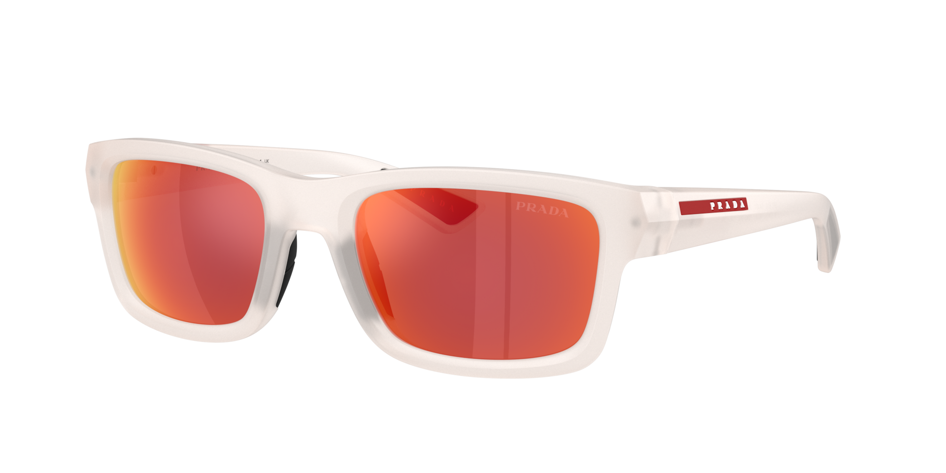 Prada Linea Rossa Man Sunglass PS B10S -  Frame color: Frosted Crystal, Lens color: Brown Mirror Orange