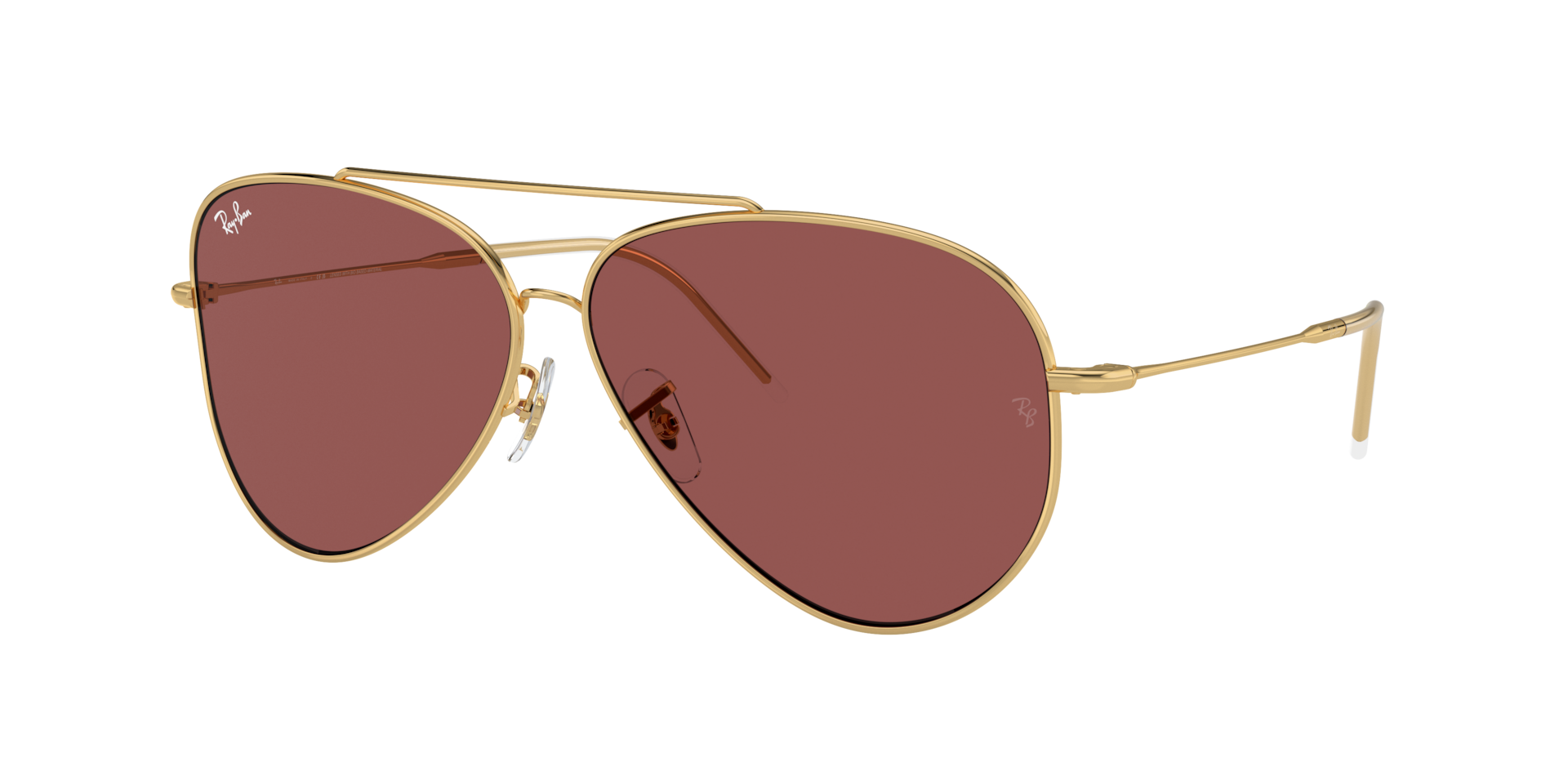 Ray-Ban Unisex Sunglass Aviator Reverse -  Frame color: Arista Gold, Lens color: Dark Violet