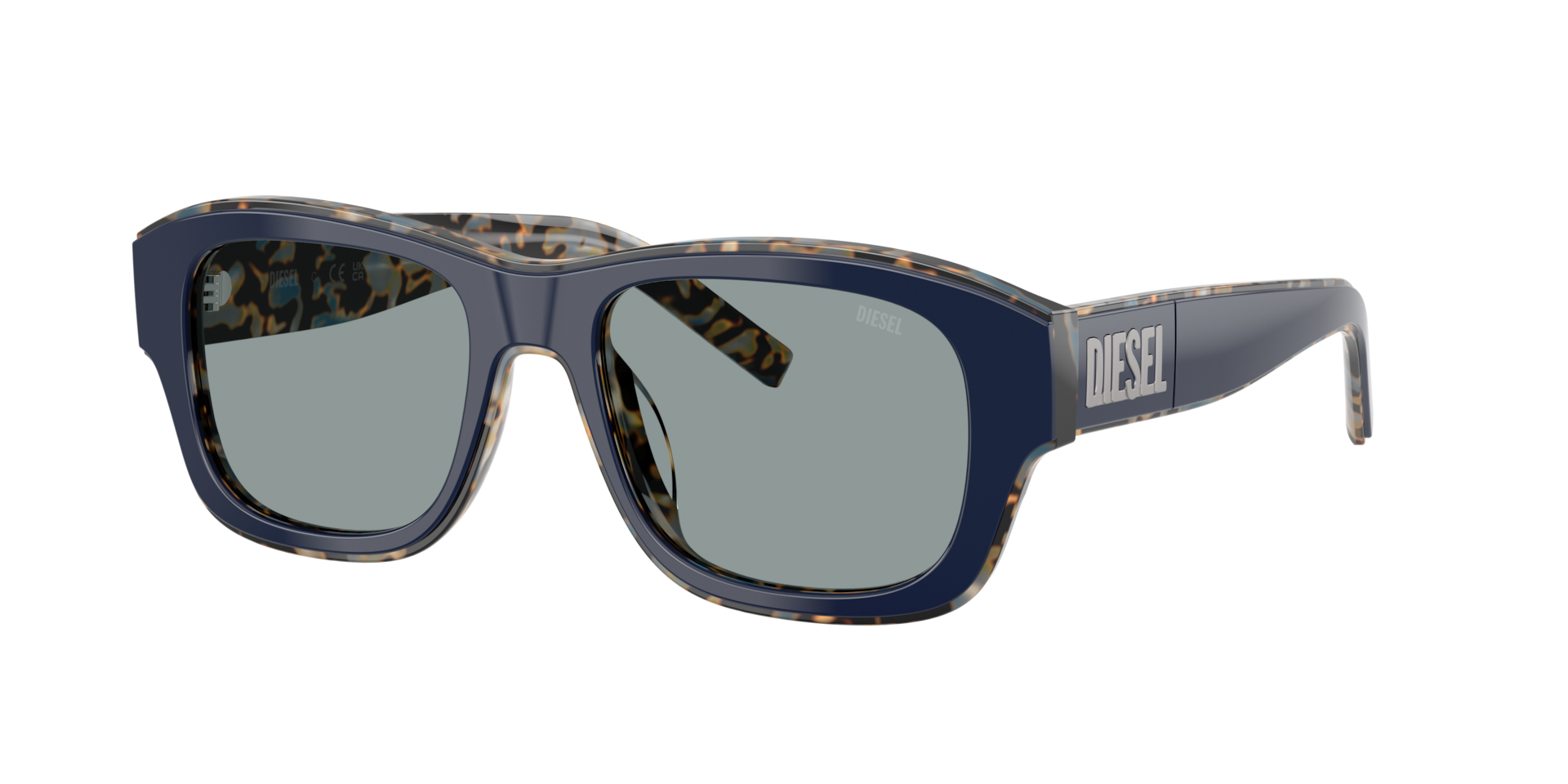 Diesel Unisex Sunglass DL2020U - Frame color: Top Blue/Blue Havana, Lens color: Solid Grey