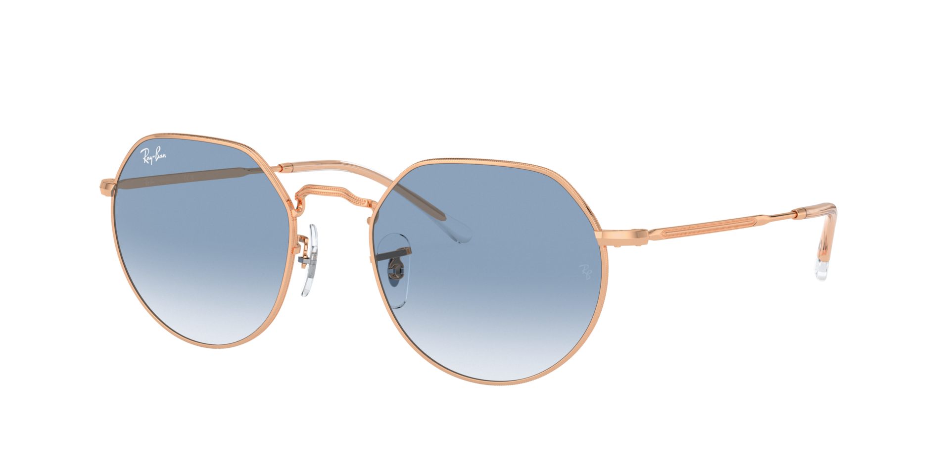 Ray-Ban Unisex Sunglass Jack -  Frame color: Rose Gold, Lens color: Clear & Blue
