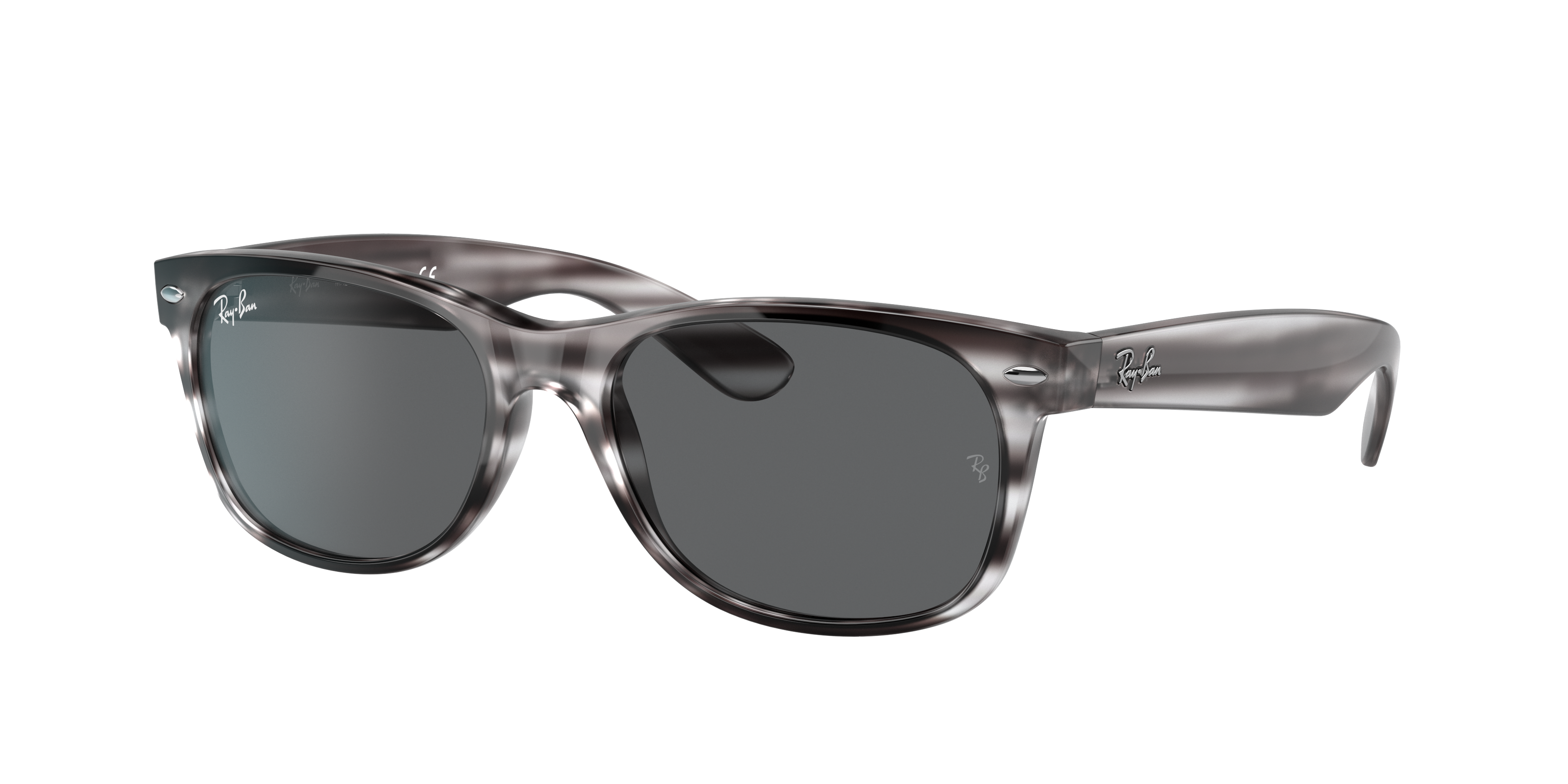 Ray-Ban Unisex Sunglass New Wayfarer Color Mix -  Frame color: Striped Grey, Lens color: Dark Grey