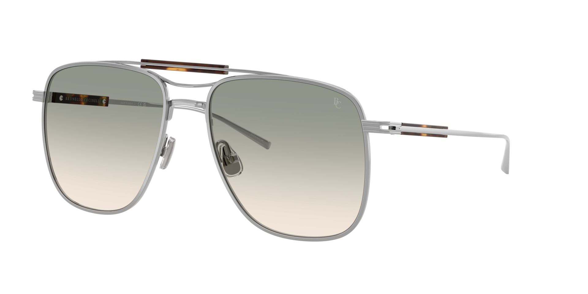 Brunello Cucinelli Unisex Sunglass BC2024ST - Frame color: Argento Lucido, Lens color: Salvia