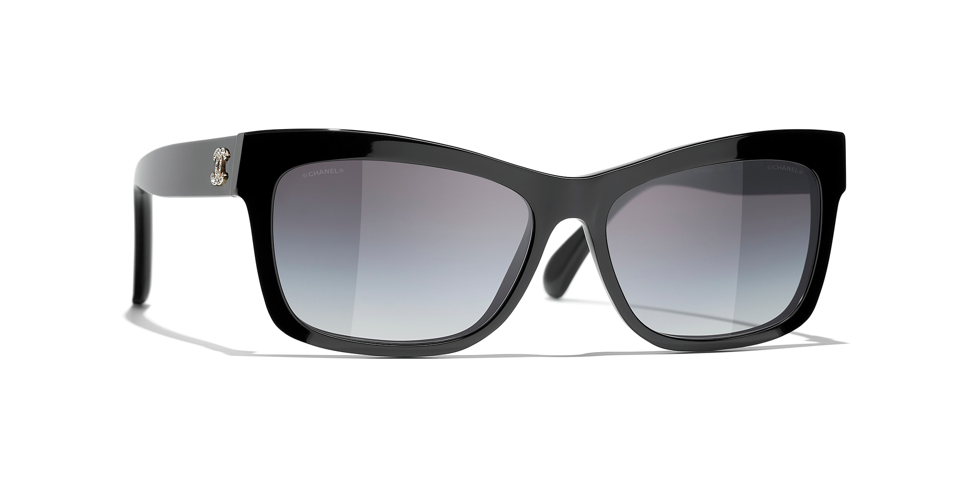 Chanel Woman Sunglass Rectangle Sunglasses CH5496B -  Frame color: Black, Lens color: Gray