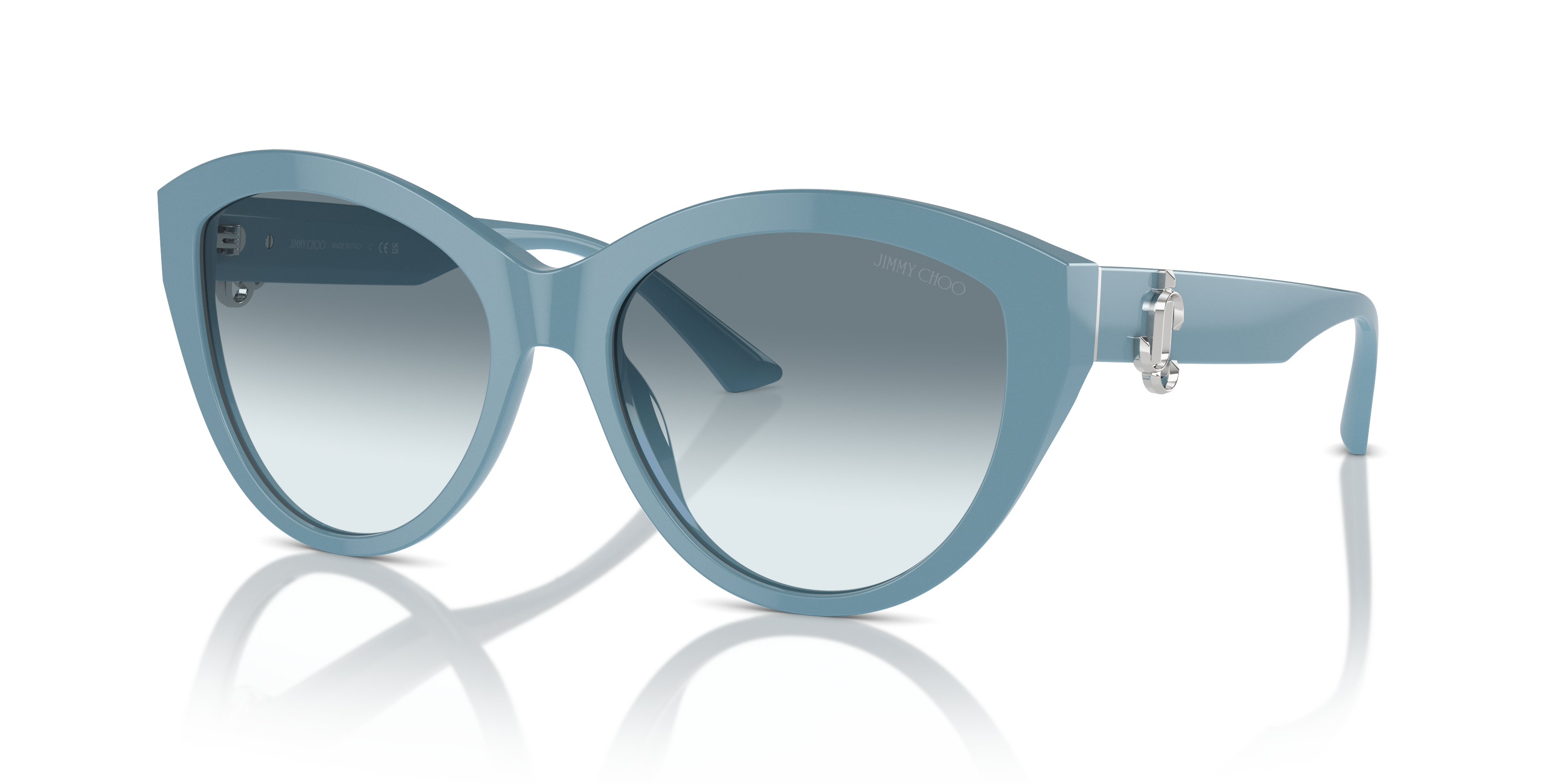 コヤンイサムチョン♥️クラウディ　プラチナラメ　ブルー英字　ビジュー一杯 Jimmy Choo JC5007 M (55 - 17) with Blue lenses and Blue frame