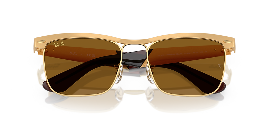 Ray-Ban ブラウンレンズ ゴールドフレーム サングラス Ray-Ban Wayfarer Deluxe L (53 - 18) with Brown lenses and Gold