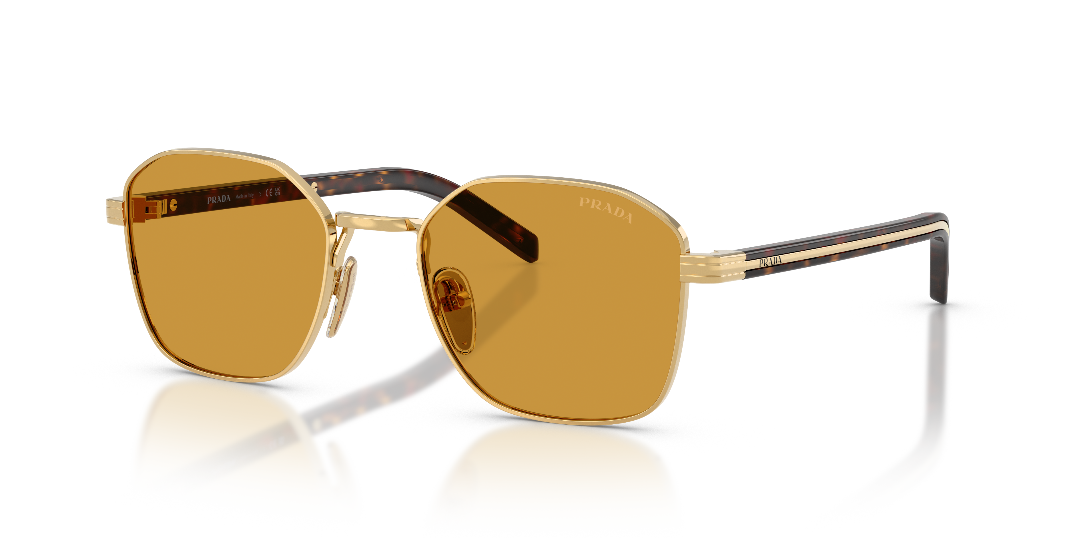 Prada PR C50S XS (51 - 20) with Brown lenses and Gold frame