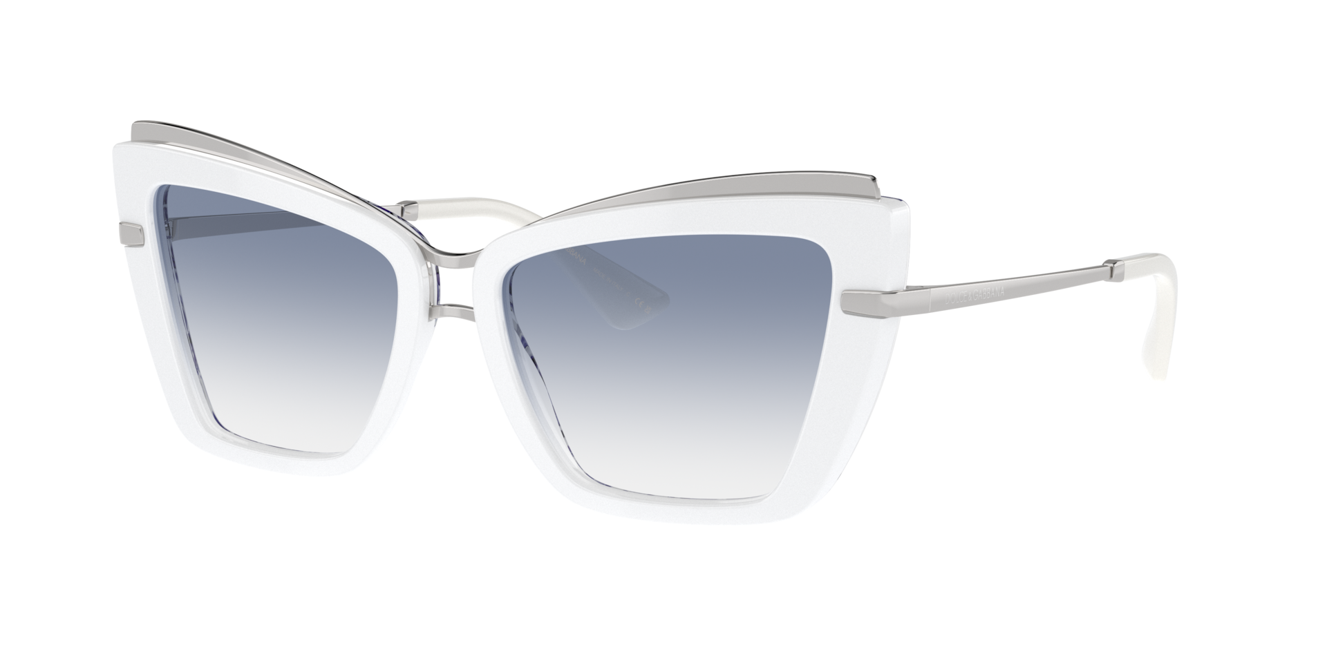 Dolce&Gabbana Woman Sunglass DG4472 - Frame color: White On Blue Maiolica, Lens color: Clear Gradient Light Blue