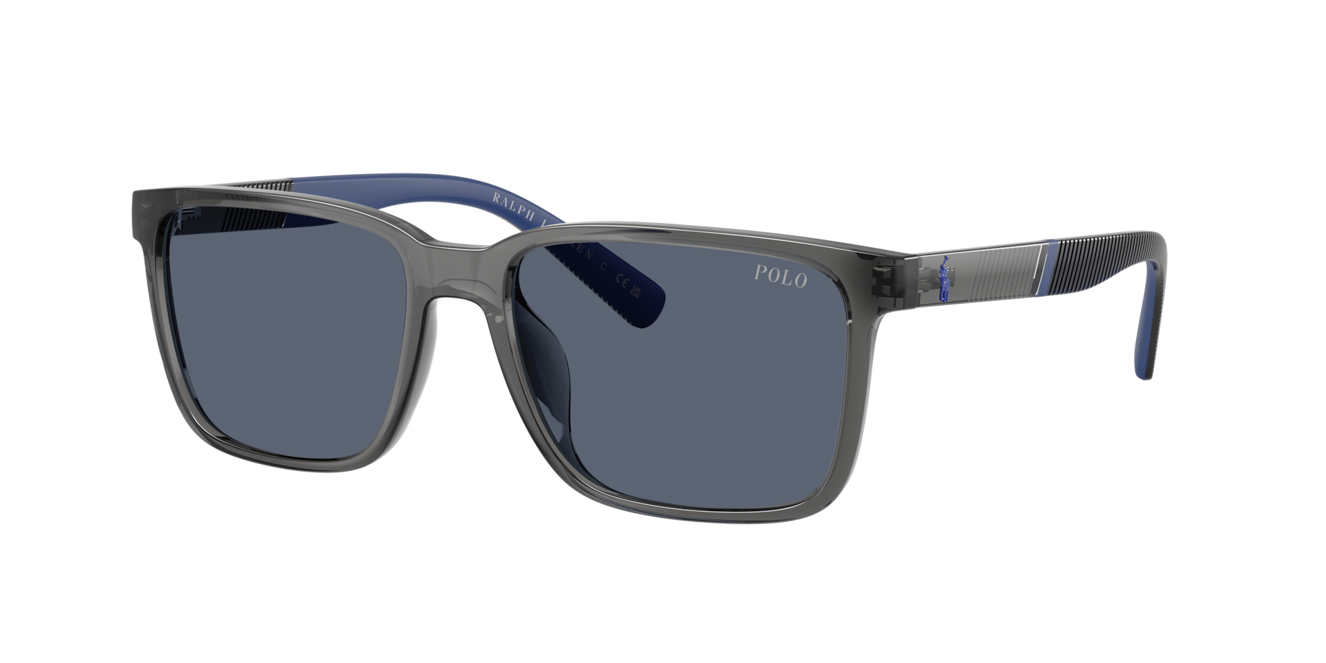 Polo Ralph Lauren Homme Sunglass PH4189U - Couleur du Monture: Transparent gris brillant, Couleur de Lentille: Bleu foncé