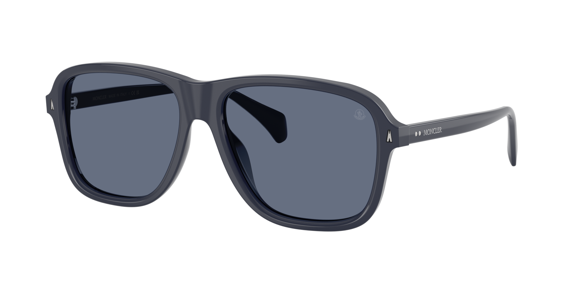 Moncler Unisex Sunglass Refrax - Frame color: Shiny Dark Blue, Lens color: Solid Blue