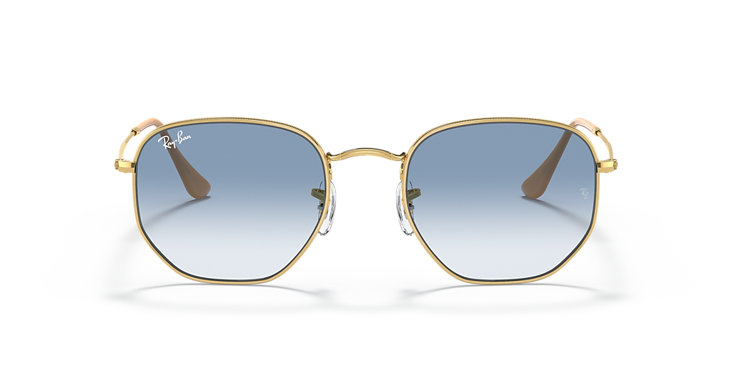 Ray-Ban Hexagonal M (51 - 21) with Blue lenses and Gold frame