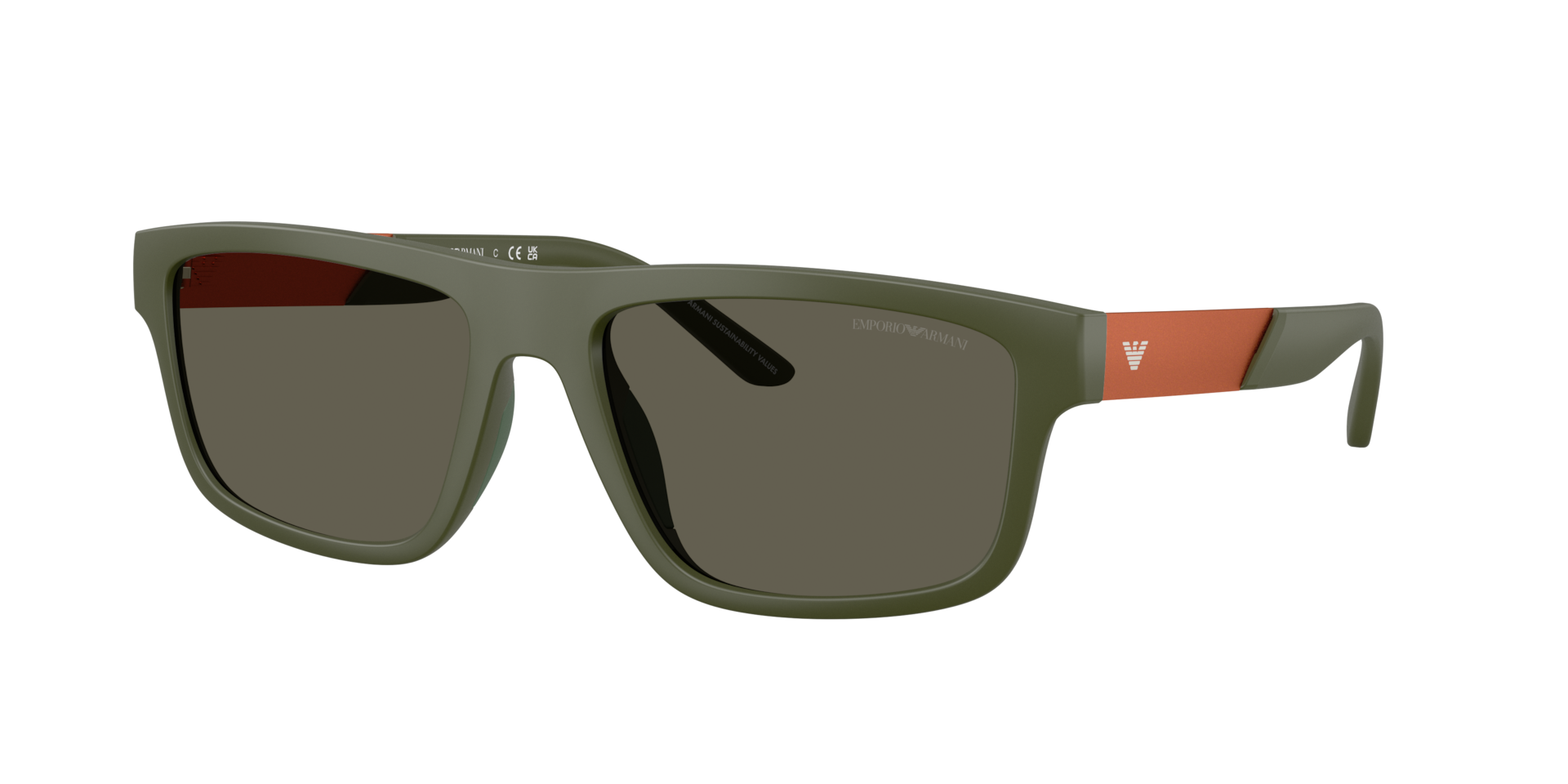 Emporio Armani Hombre Marrón Oscuro Sunglass Ea4244u - Color Del Marco: Verde Mate, Color De La Lente: