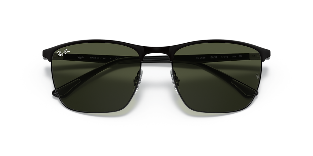 Ray-Ban RB3686 XL (57 - 19) with Green lenses and Black frame