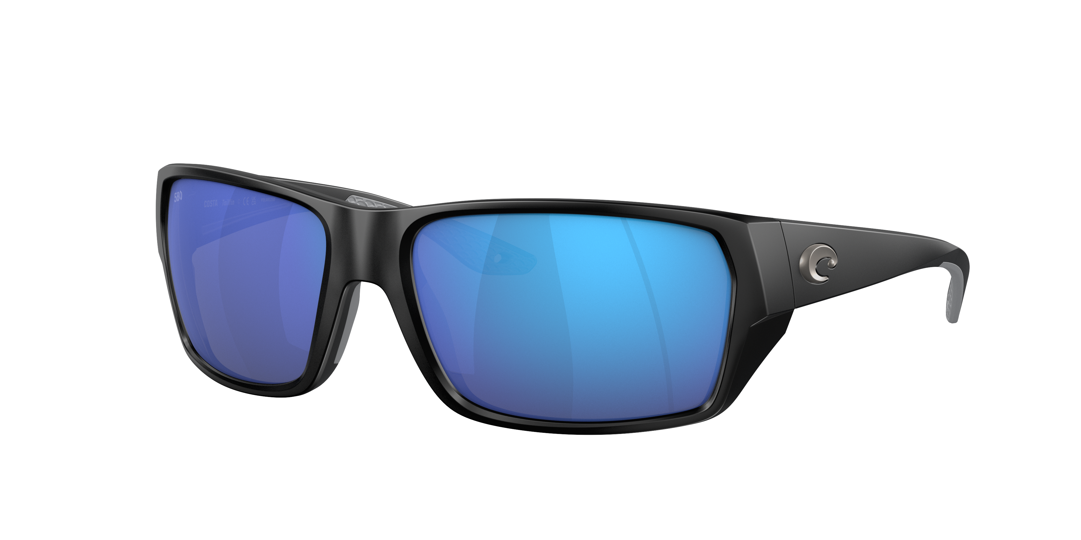 Costa Man Sunglass Tailfin -  Frame color: Matte Black, Lens color: Blue Mirror