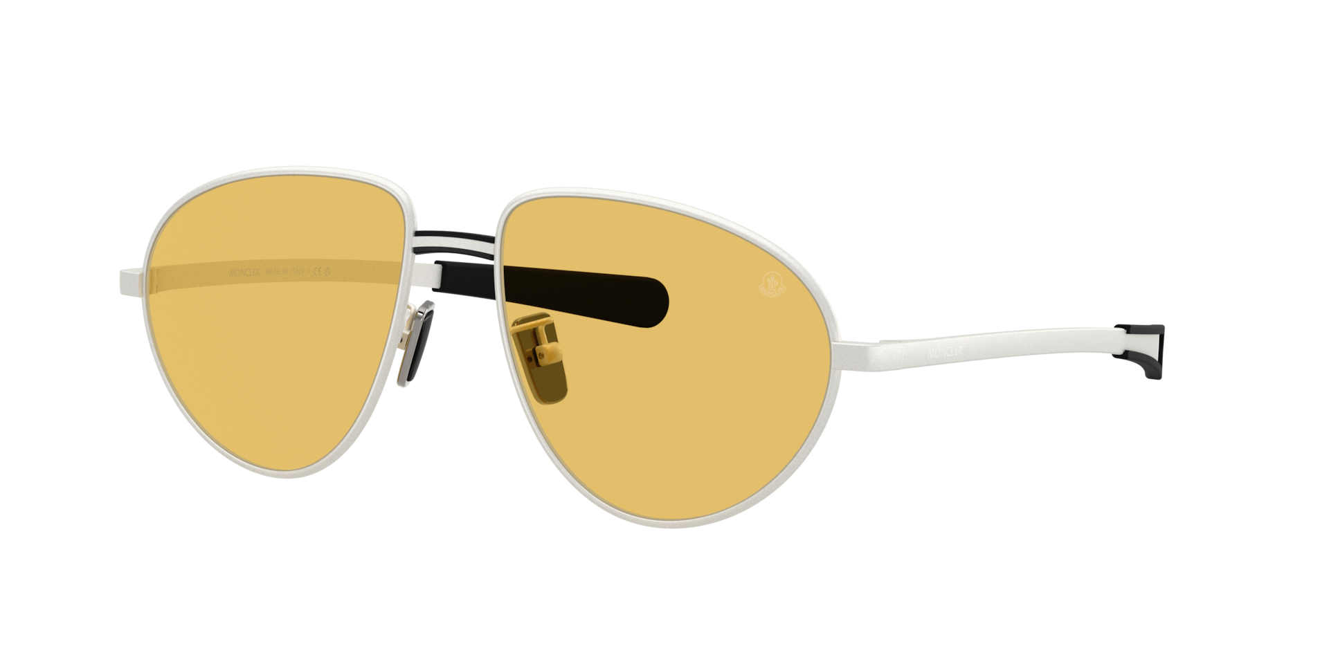 Moncler Unisex Sunglass VIZLA Frame color Matte Silver Lens color Solid Yellow