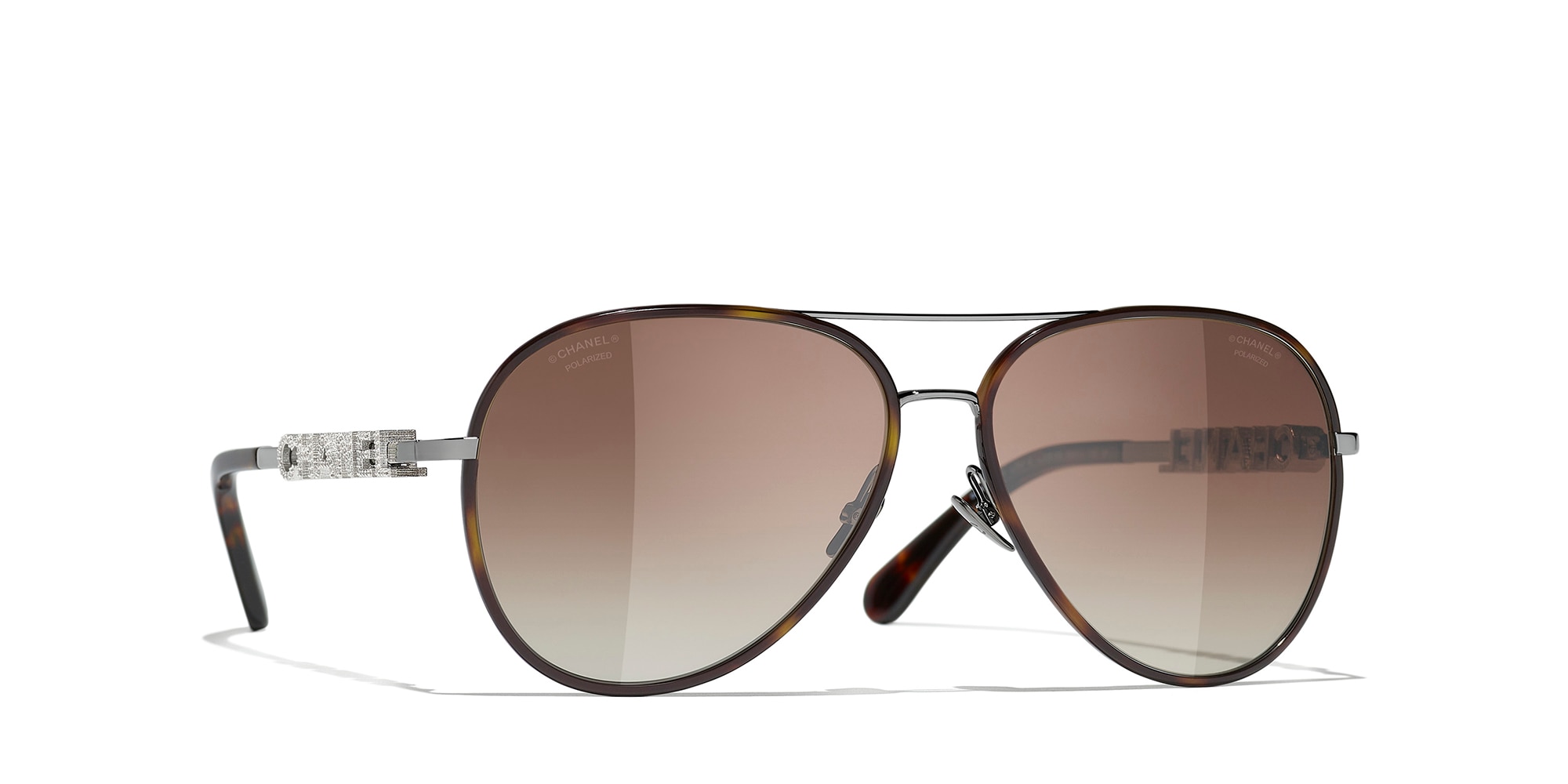 Chanel Woman Sunglass Pilot Sunglasses CH4284B -  Frame color: Gunmetal, Lens color: Brown