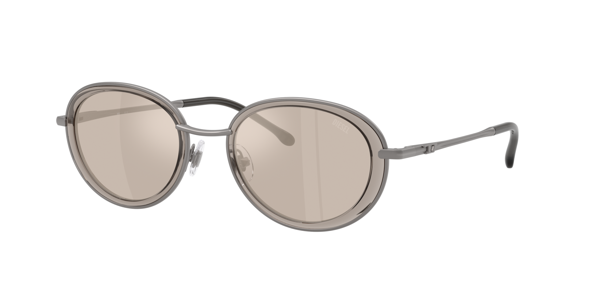 Diesel Unisex Grey/Brown Dl1018 10096G Sunglasses Metal Round Normal Mirror - Image 2