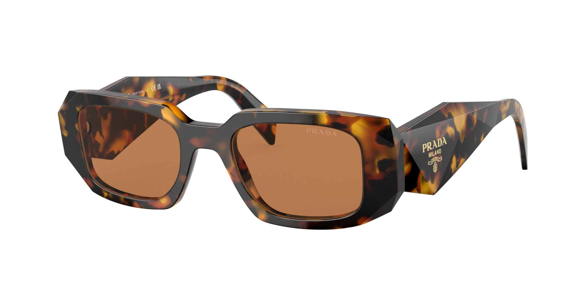 Prada PR 17WS S (49 - 20) com Lentes Marrom e Armação Tartaruga