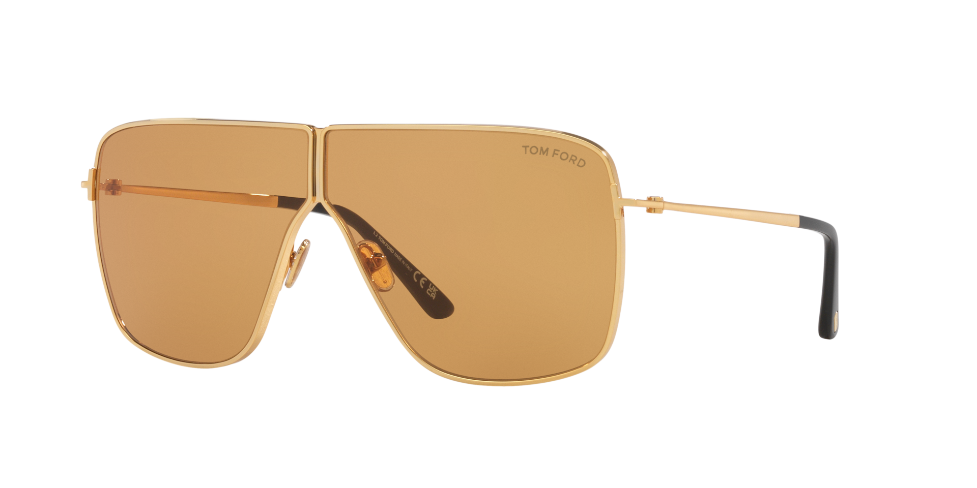 Tom Ford Unisex Sunglass Huxley - Couleur du Monture Or brillant Couleur de Lentille Brun 266 €