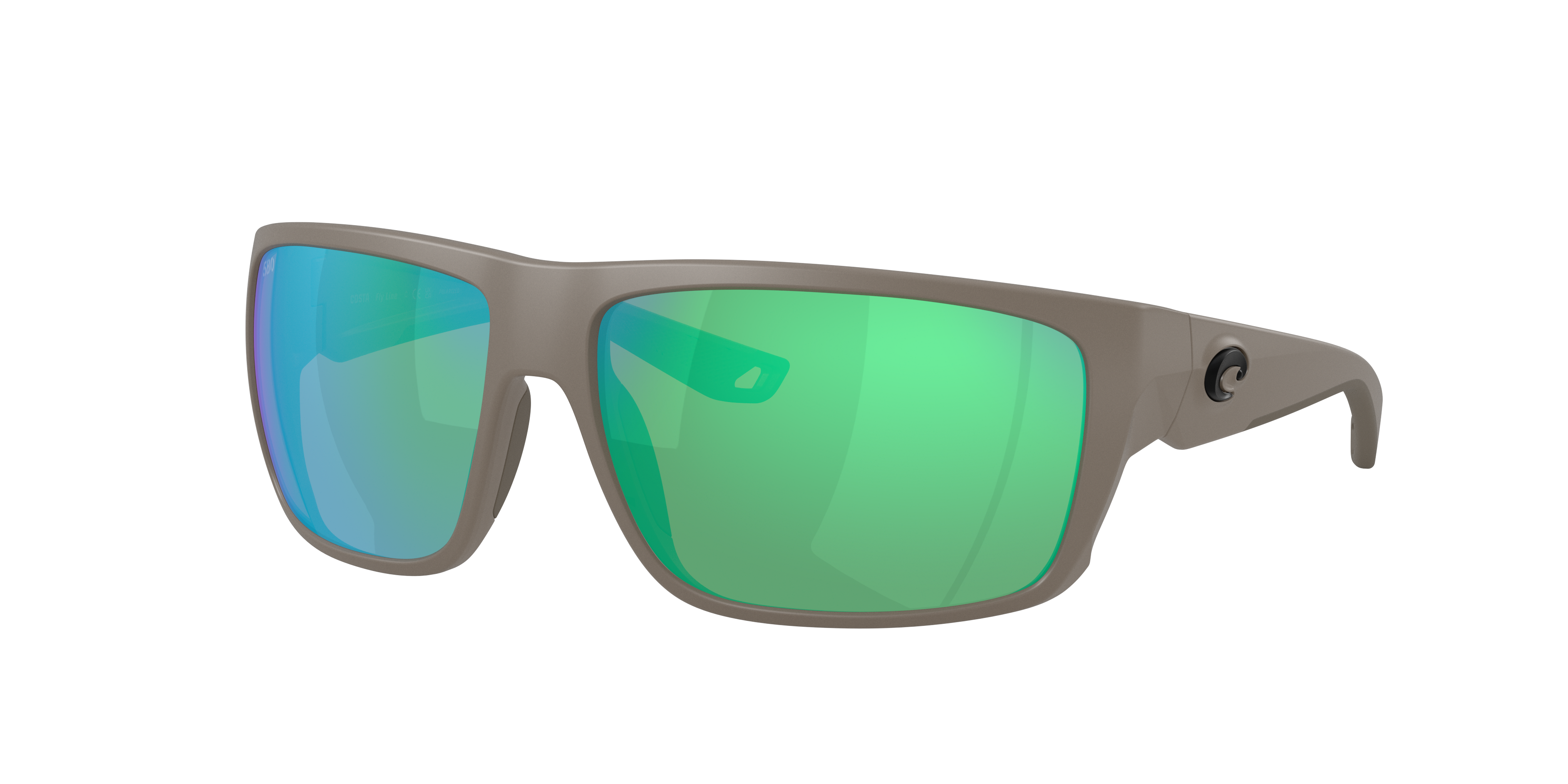 Costa Man Sunglass Fly Line -  Frame color: Olive Shale, Lens color: Green Mirror