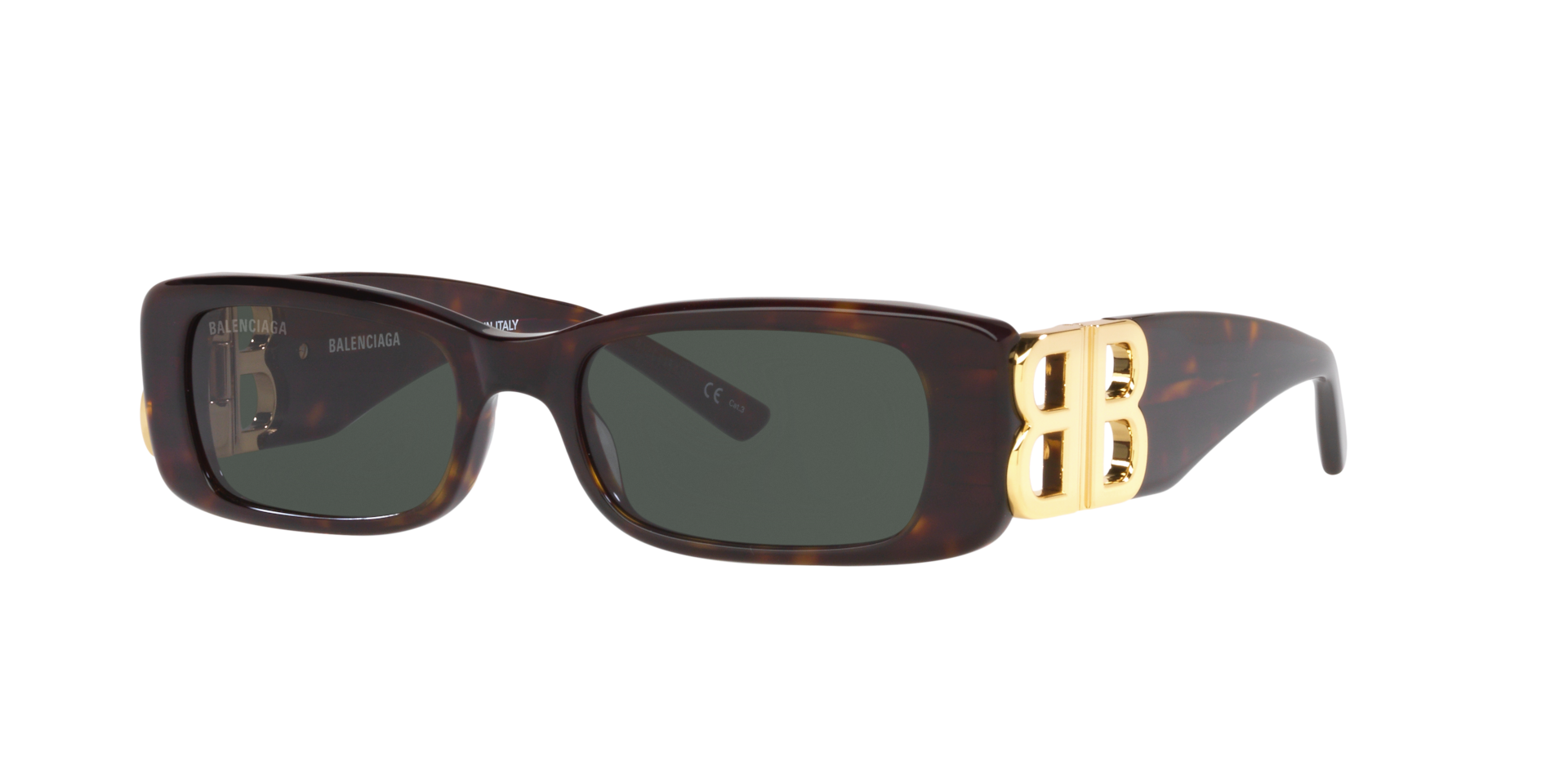 Balenciaga BB0096S XS (51 - 18) with Green lenses and Brown frame