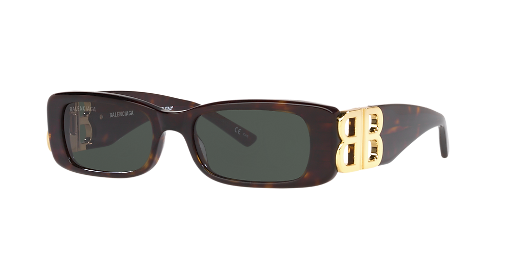 Balenciaga BB0096S XS (51 - 18) with Green lenses and Brown frame