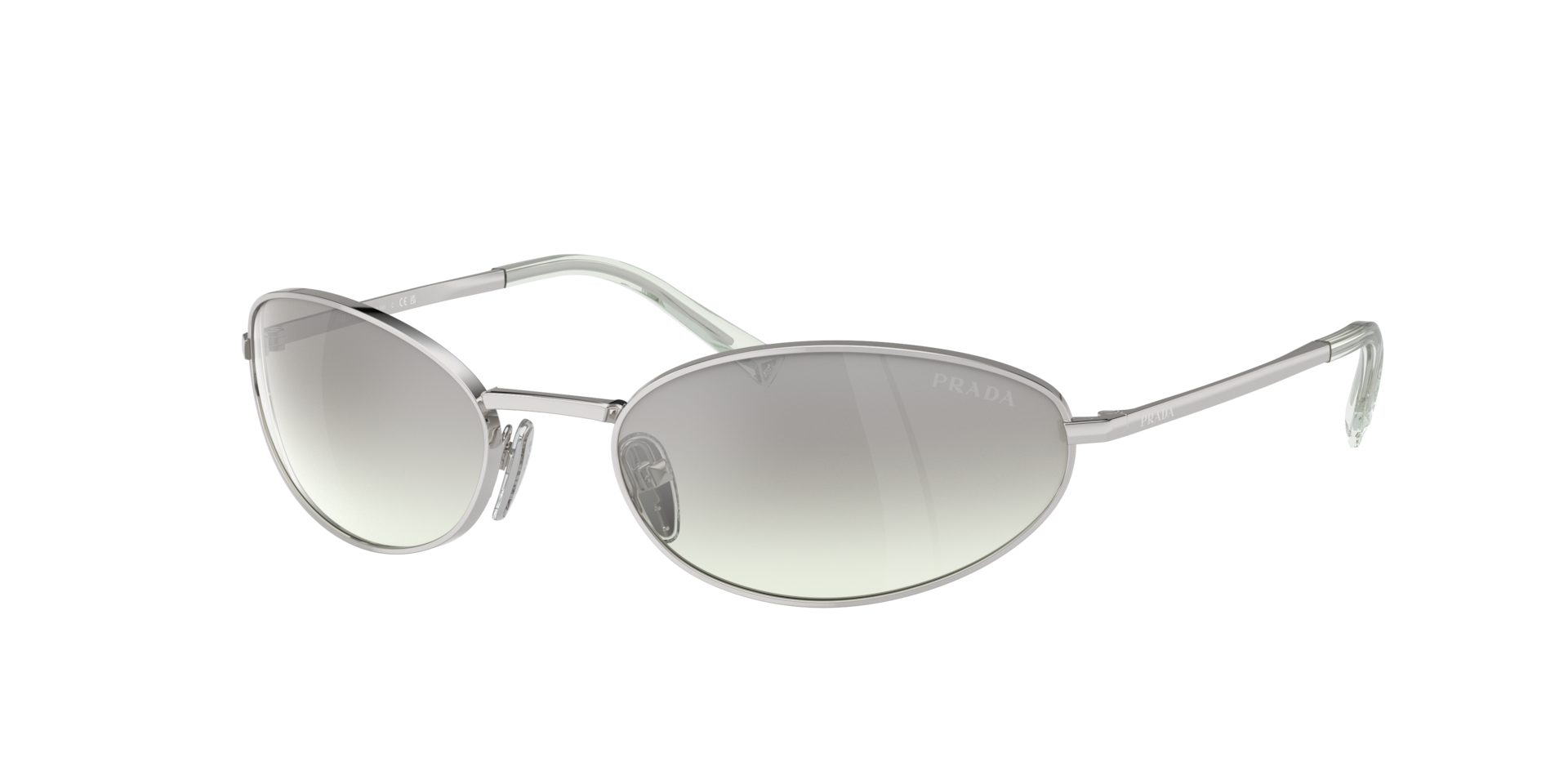 Prada Frau Sunglass PR A59S - Rahmenfarbe: Silber, Linsenfarbe: Light Green Silver Gradient